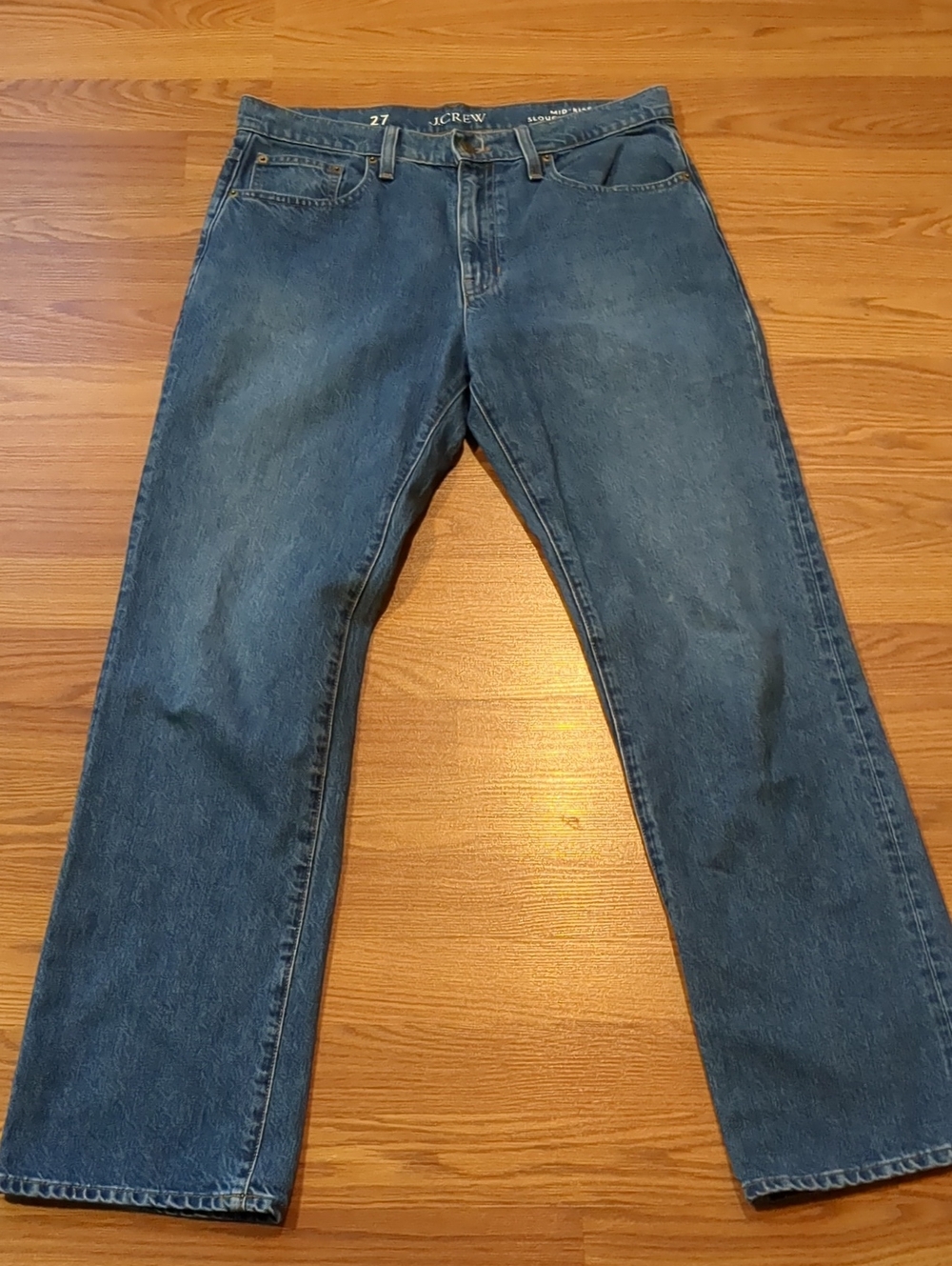 J.Crew Mid-Rise Slouchy Straight Jeans Medium Wash Denim 27